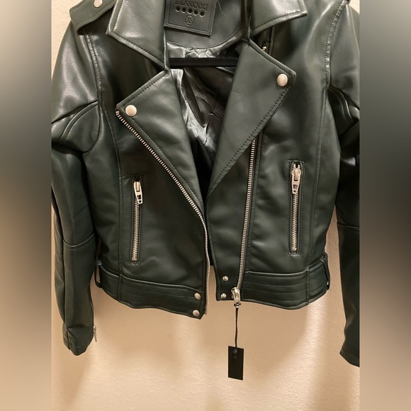 BLANK NYC Green Faux Leather Moto Jacket NEW - Picture 2 of 13